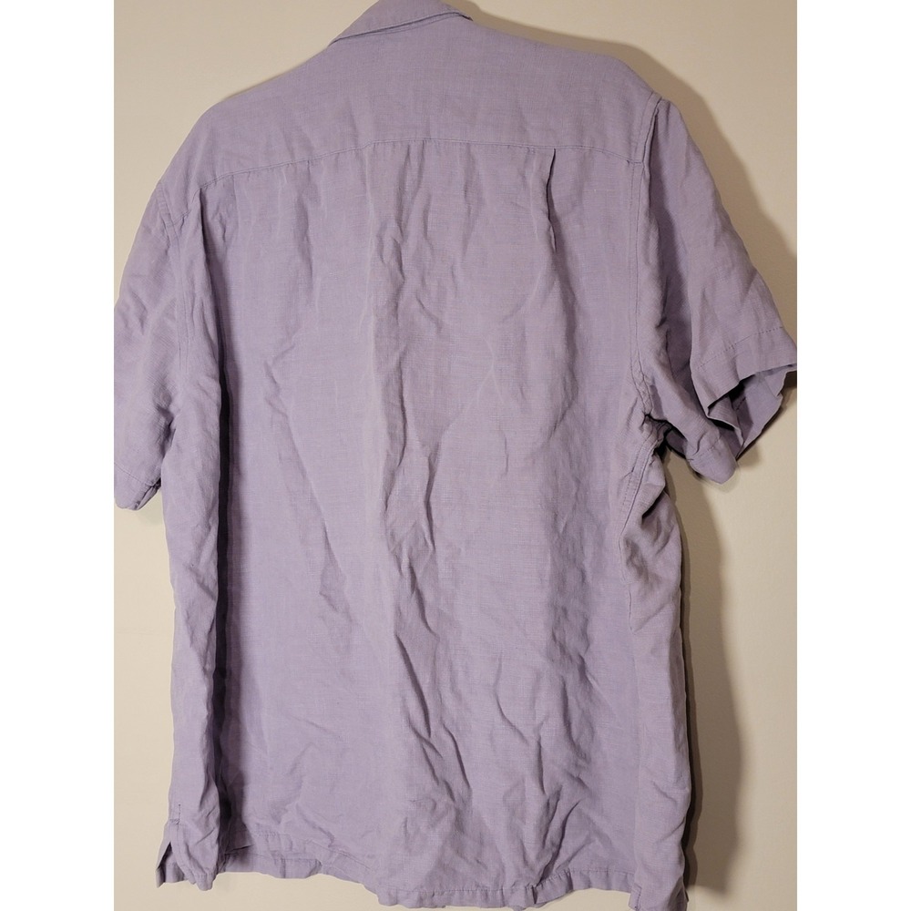 Tasso Elba Island XXL Purple Silk Linen Shirt Short Sleeve Button Down - Picture 3 of 6